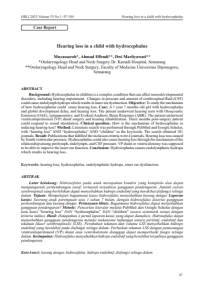 Hearing Loss in A Child with Hydrocephalus